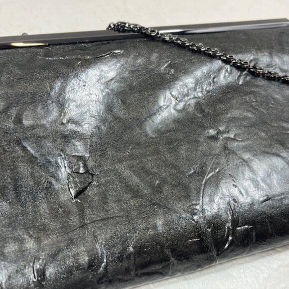 KATE LANDRY Sparkly Gray Evening Clutch Bag Purse w/Chain Strap 11"x5" - Picture 10 of 15